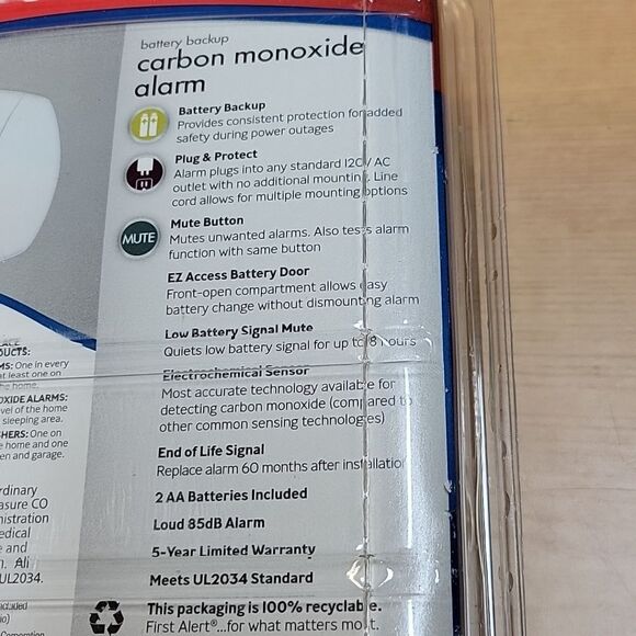 First Alert Plug-in Carbon Monoxide Alarm CO605 NIB - Picture 3 of 4